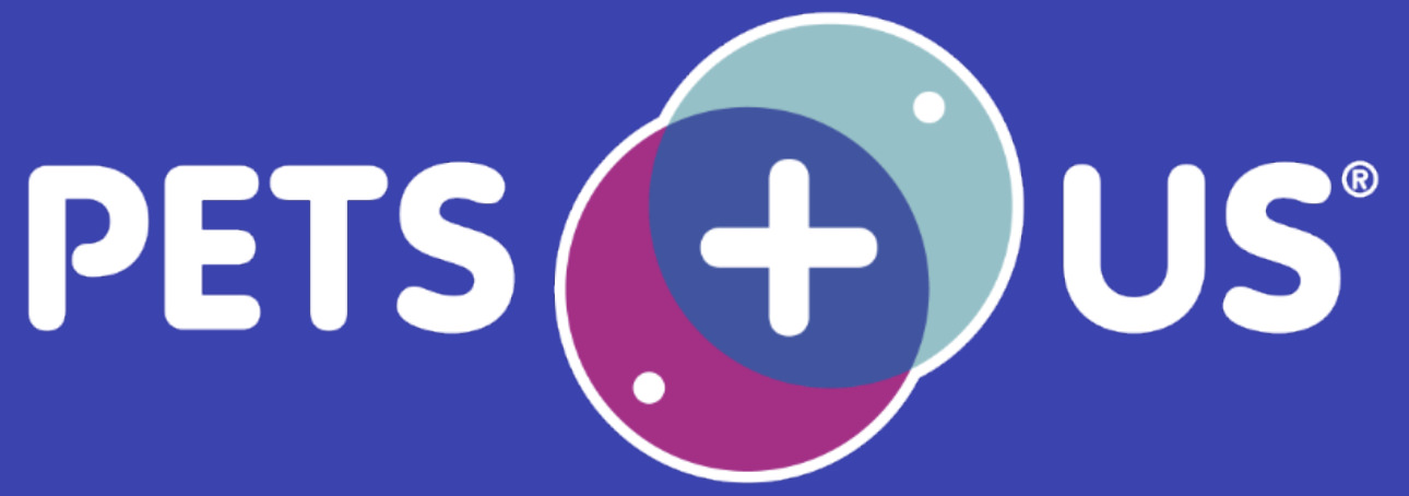Pets Plus Us logo with blue background