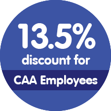 13.5% Discount for CAA Employees